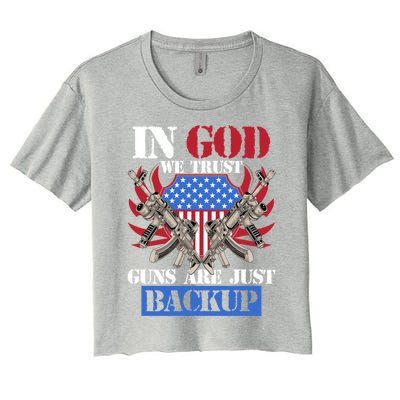 Us Veteran Veterans Day In God We Trust Guns Are Just Backup Gift Women's Crop Top Tee