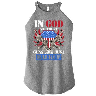 Us Veteran Veterans Day In God We Trust Guns Are Just Backup Gift Women's Perfect Tri Rocker Tank