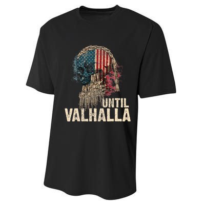 Until Valhalla Viking Us Flag Vintage Til Valhalla Performance Sprint T-Shirt