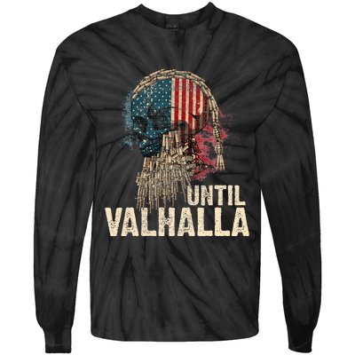 Until Valhalla Viking Us Flag Vintage Til Valhalla Tie-Dye Long Sleeve Shirt