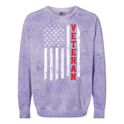 US Veterans Vintage American Flag Soldier Patriotic Gift Colorblast Crewneck Sweatshirt