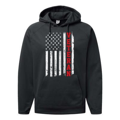 US Veterans Vintage American Flag Soldier Patriotic Gift Performance Fleece Hoodie