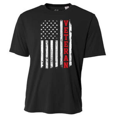 US Veterans Vintage American Flag Soldier Patriotic Gift Cooling Performance Crew T-Shirt