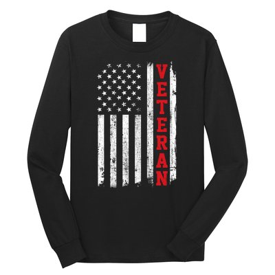 US Veterans Vintage American Flag Soldier Patriotic Gift Long Sleeve Shirt