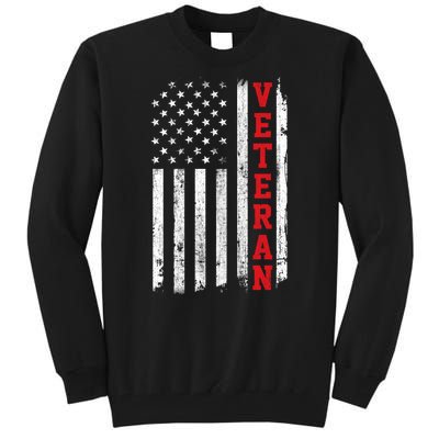 US Veterans Vintage American Flag Soldier Patriotic Gift Tall Sweatshirt