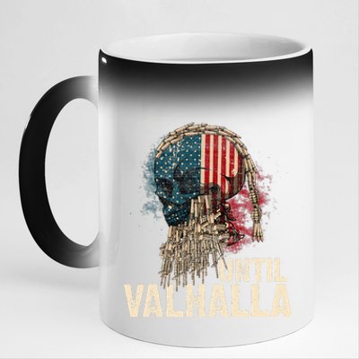 Until Valhalla Viking US Flag Vintage Til Valhalla 11oz Black Color Changing Mug