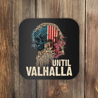 Until Valhalla Viking US Flag Vintage Til Valhalla Coaster