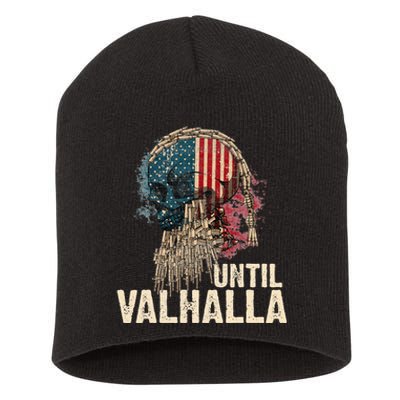 Until Valhalla Viking US Flag Vintage Til Valhalla Short Acrylic Beanie