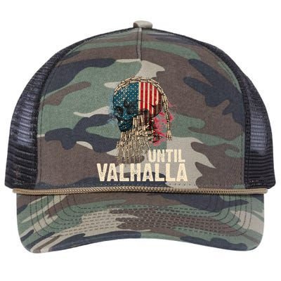 Until Valhalla Viking US Flag Vintage Til Valhalla Retro Rope Trucker Hat Cap