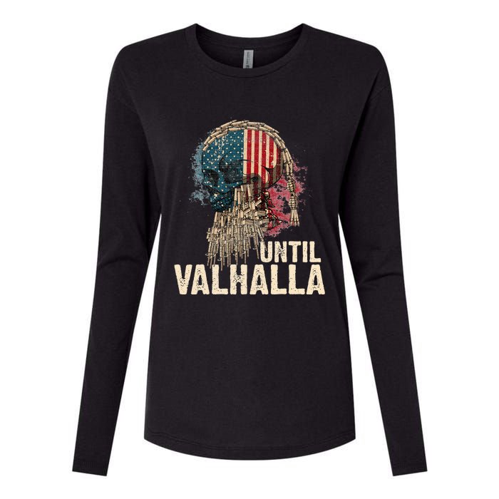 Until Valhalla Viking US Flag Vintage Til Valhalla Womens Cotton Relaxed Long Sleeve T-Shirt