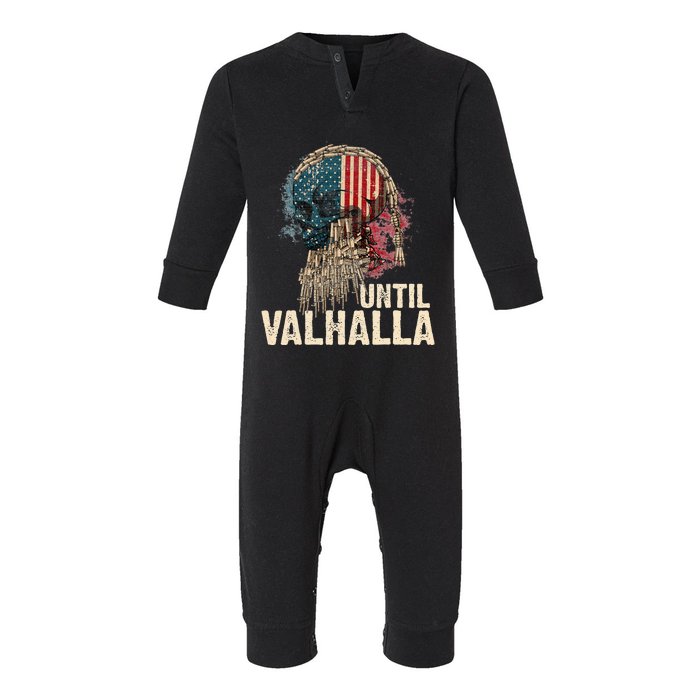 Until Valhalla Viking US Flag Vintage Til Valhalla Infant Fleece One Piece