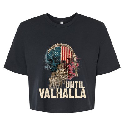 Until Valhalla Viking US Flag Vintage Til Valhalla Bella+Canvas Jersey Crop Tee