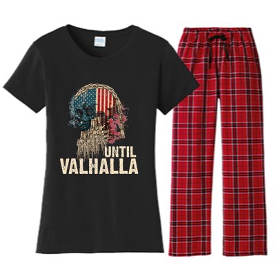 Until Valhalla Viking US Flag Vintage Til Valhalla Women's Flannel Pajama Set