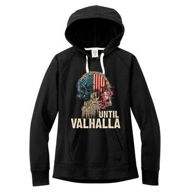 Until Valhalla Viking US Flag Vintage Til Valhalla Women's Fleece Hoodie