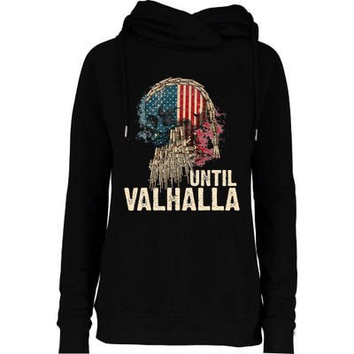 Until Valhalla Viking US Flag Vintage Til Valhalla Womens Funnel Neck Pullover Hood