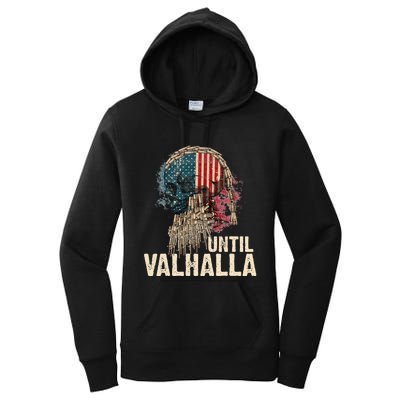 Until Valhalla Viking US Flag Vintage Til Valhalla Women's Pullover Hoodie