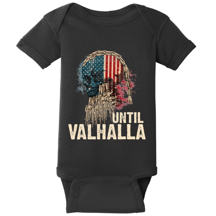 Until Valhalla Viking US Flag Vintage Til Valhalla Baby Bodysuit