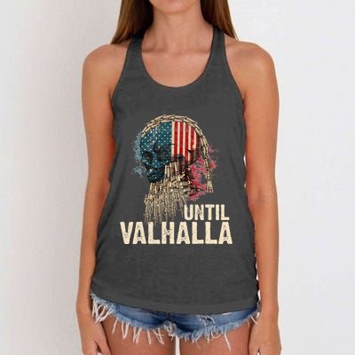 Until Valhalla Viking US Flag Vintage Til Valhalla Women's Knotted Racerback Tank