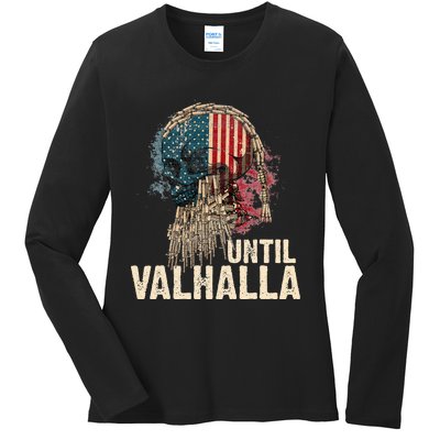 Until Valhalla Viking US Flag Vintage Til Valhalla Ladies Long Sleeve Shirt