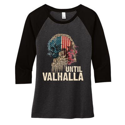 Until Valhalla Viking US Flag Vintage Til Valhalla Women's Tri-Blend 3/4-Sleeve Raglan Shirt