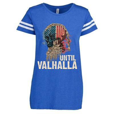 Until Valhalla Viking US Flag Vintage Til Valhalla Enza Ladies Jersey Football T-Shirt