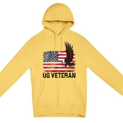 US Veteran Vintage American Bald Eagle Premium Pullover Hoodie