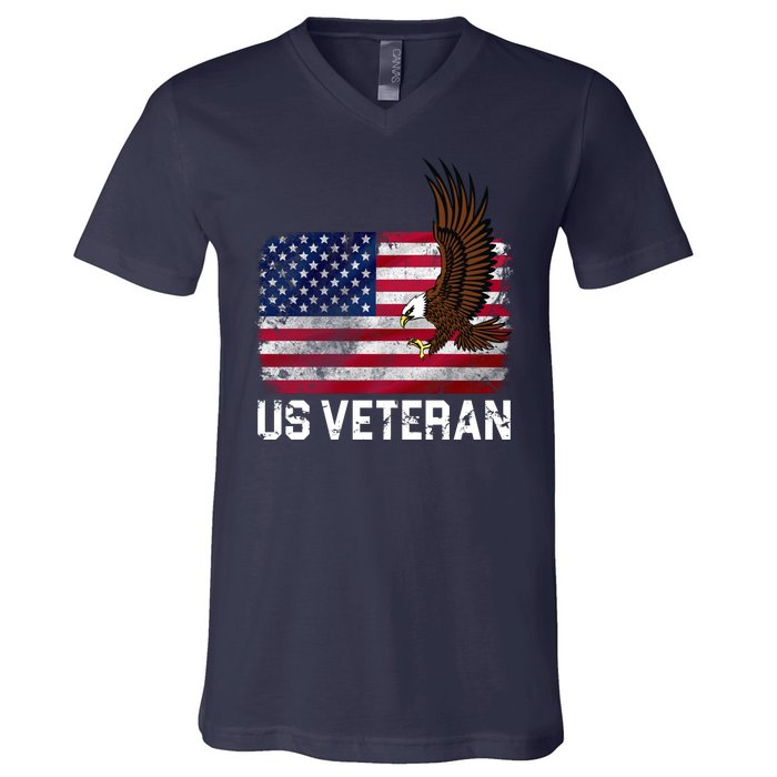 US Veteran Vintage American Bald Eagle V-Neck T-Shirt