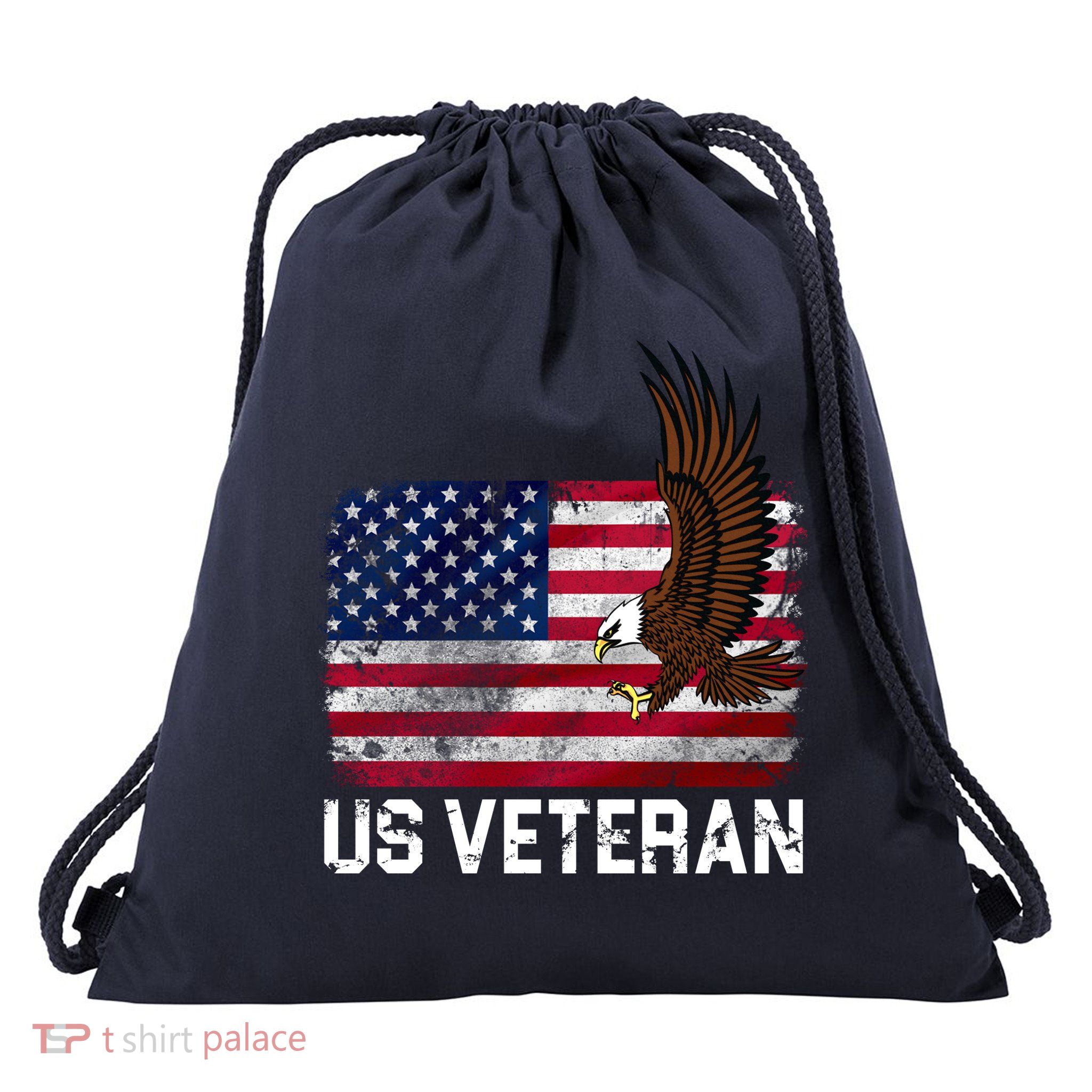 US Veteran Vintage American Bald Eagle Drawstring Bag