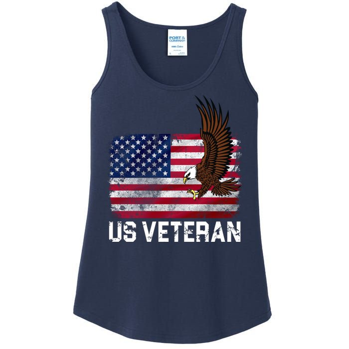 US Veteran Vintage American Bald Eagle Ladies Essential Tank