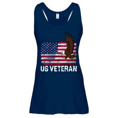 US Veteran Vintage American Bald Eagle Ladies Essential Flowy Tank