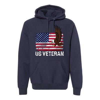 US Veteran Vintage American Bald Eagle Premium Hoodie