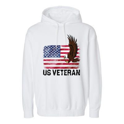 US Veteran Vintage American Bald Eagle Garment-Dyed Fleece Hoodie