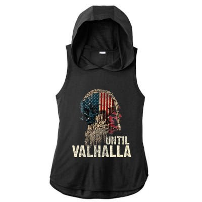 Until Valhalla Viking Us Flag Vintage Til Valhalla Ladies PosiCharge Tri-Blend Wicking Draft Hoodie Tank