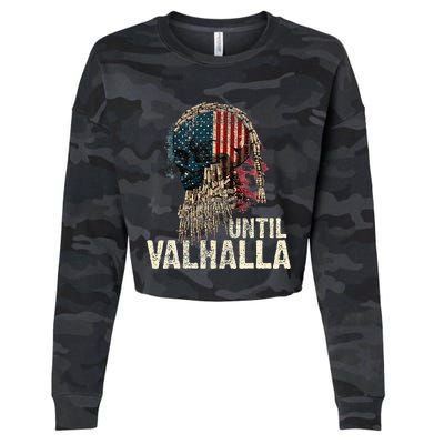 Until Valhalla Viking Us Flag Vintage Til Valhalla Cropped Pullover Crew