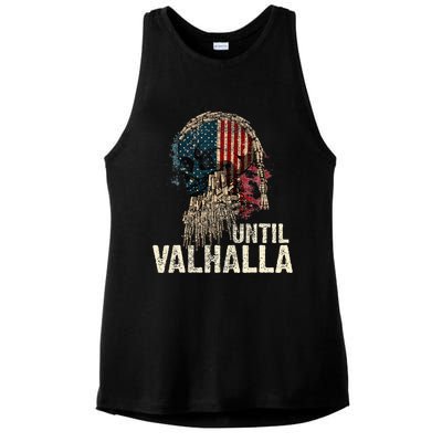 Until Valhalla Viking Us Flag Vintage Til Valhalla Ladies PosiCharge Tri-Blend Wicking Tank