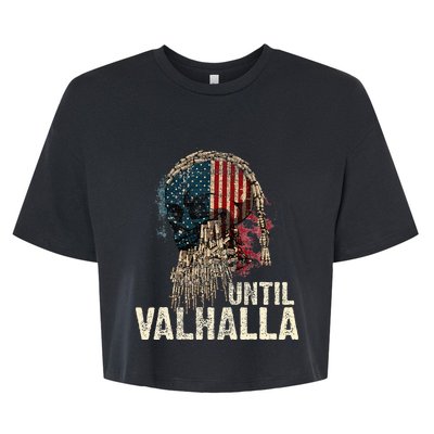 Until Valhalla Viking Us Flag Vintage Til Valhalla Bella+Canvas Jersey Crop Tee