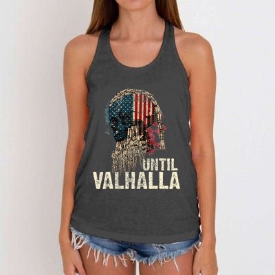 Until Valhalla Viking Us Flag Vintage Til Valhalla Women's Knotted Racerback Tank