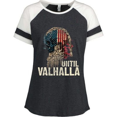 Until Valhalla Viking Us Flag Vintage Til Valhalla Enza Ladies Jersey Colorblock Tee