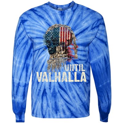 Until Valhalla Viking Us Flag Vintage Til Valhalla Tie-Dye Long Sleeve Shirt