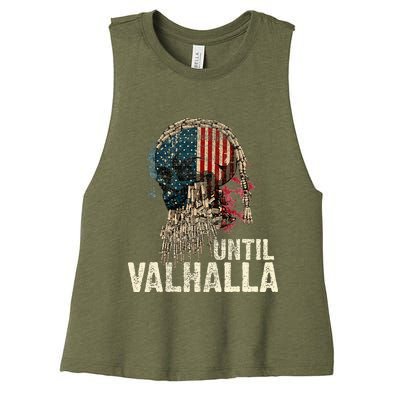 Until Valhalla Viking Us Flag Vintage Til Valhalla Women's Racerback Cropped Tank