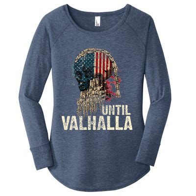 Until Valhalla Viking Us Flag Vintage Til Valhalla Women's Perfect Tri Tunic Long Sleeve Shirt