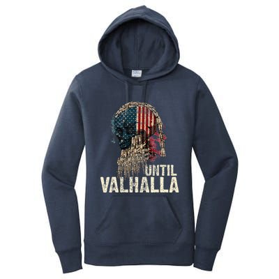 Until Valhalla Viking Us Flag Vintage Til Valhalla Women's Pullover Hoodie