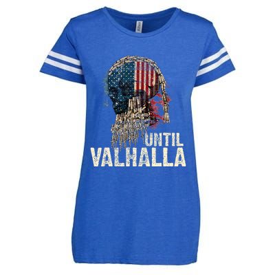 Until Valhalla Viking Us Flag Vintage Til Valhalla Enza Ladies Jersey Football T-Shirt