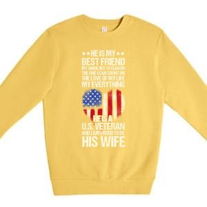 Us Veteran Wife Saying Proud Us Veteran Wife Friend Gift Premium Crewneck Sweatshirt