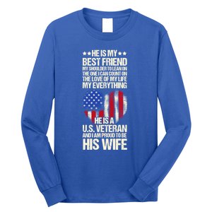 Us Veteran Wife Saying Proud Us Veteran Wife Friend Gift Long Sleeve Shirt