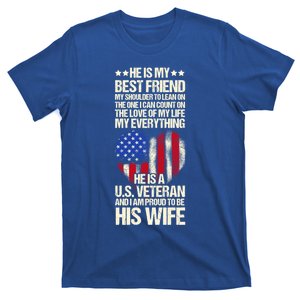 Us Veteran Wife Saying Proud Us Veteran Wife Friend Gift T-Shirt