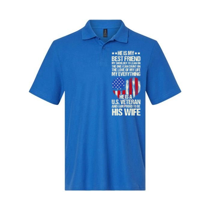 Us Veteran Wife Saying Proud Us Veteran Wife Friend Gift Softstyle Adult Sport Polo