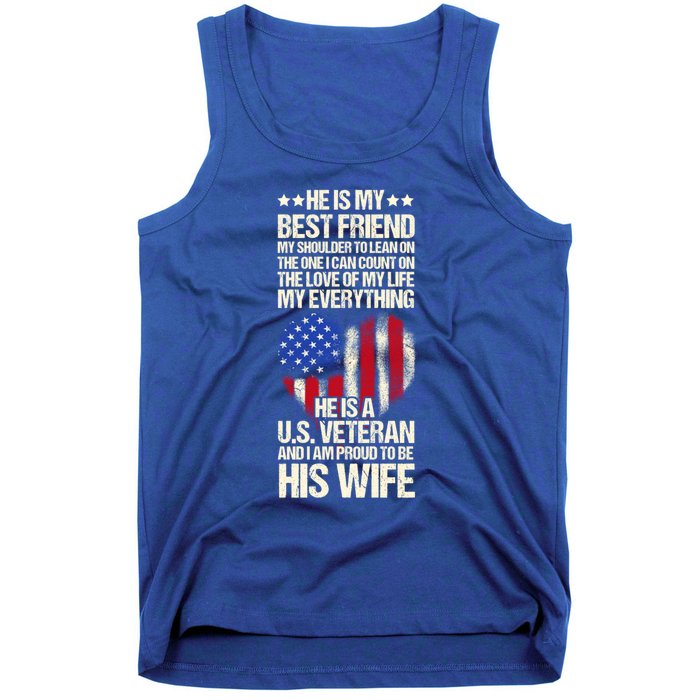 Us Veteran Wife Saying Proud Us Veteran Wife Friend Gift Tank Top