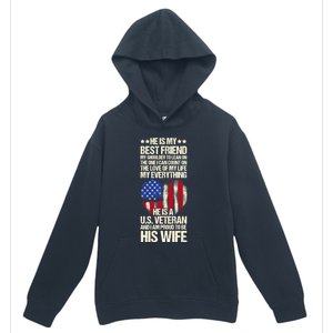 Us Veteran Wife Saying Proud Us Veteran Wife Friend Gift Urban Pullover Hoodie