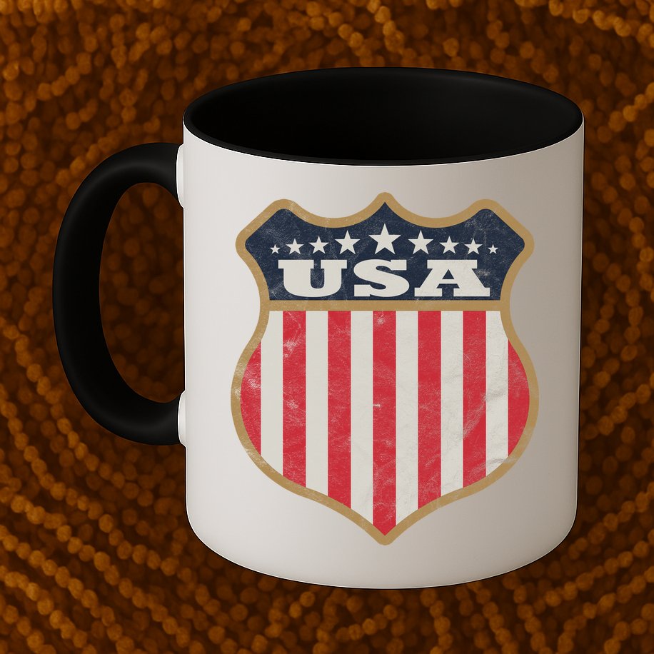 USA Vintage White Cool USA Flag Vintage Mug